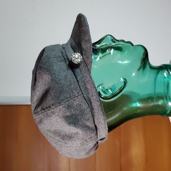 🛑SOLD🛑 August Accessories NEW Newsboy Hat Cap Grey Wool Flannel Diamond 21-23" - Picture 5 of 8